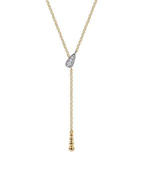 Gabriel & Co Gold Teardrop Lariat Necklace with Diamonds